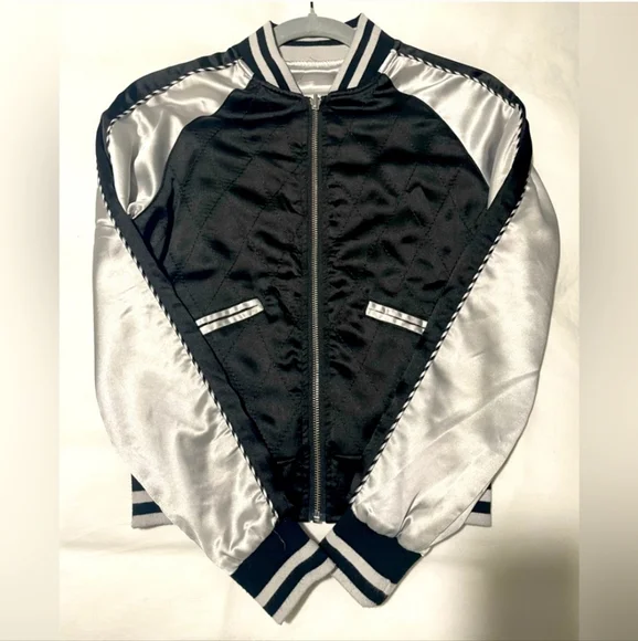Straight To Hell Black and White Reversible Bomber Jacket - Picture 2 of 7